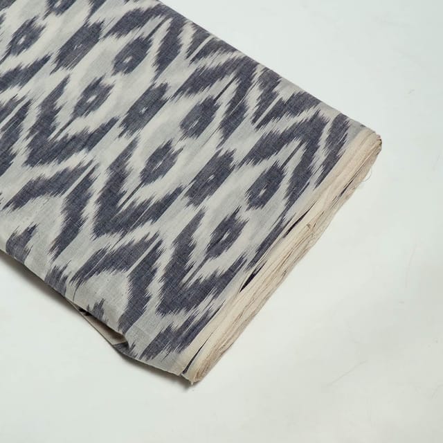 White Colour Cotton Ikat Fabric