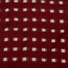 Maroon Colour Cotton Ikat Fabric