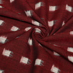 Maroon Colour Cotton Ikat Fabric