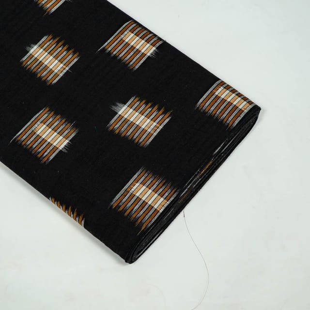 Black Colour Cotton Ikat Fabric