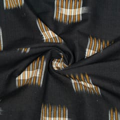 Black Colour Cotton Ikat Fabric