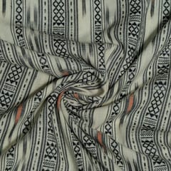 White and Black Colour Cotton Ikat Fabric