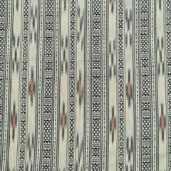 White and Black Colour Cotton Ikat Fabric