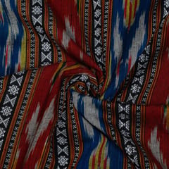 Multi Colour Cotton Ikat Dobby Fabric