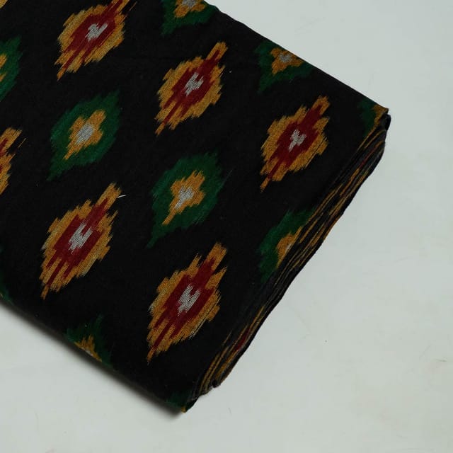 Black Colour Cotton Ikat Fabric