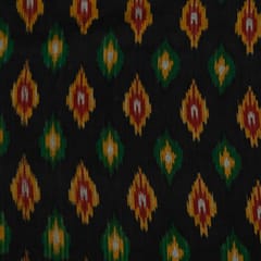 Black Colour Cotton Ikat Fabric