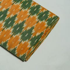 Green and Orange Colour Cotton Ikat Fabric