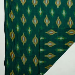 Green Colour Cotton Ikat Fabric