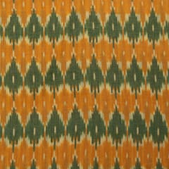 Green and Orange Colour Cotton Ikat Fabric