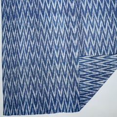 Blue Colour Cotton Linen Ikat Fabric