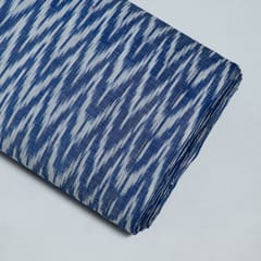 Blue Colour Cotton Linen Ikat Fabric