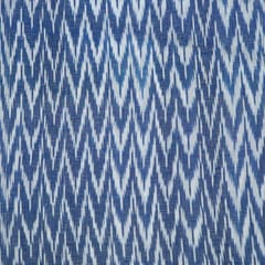 Blue Colour Cotton Linen Ikat Fabric