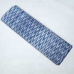 Blue Colour Cotton Linen Ikat Fabric