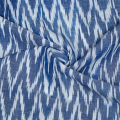 Blue Colour Cotton Linen Ikat Fabric
