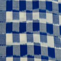 White and Blue Colour Cotton Ikat Fabric