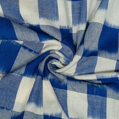 White and Blue Colour Cotton Ikat Fabric