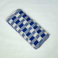 White and Blue Colour Cotton Ikat Fabric