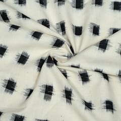 White and Black Colour Cotton Ikat Fabric