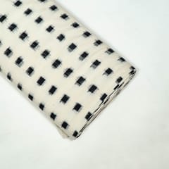 White and Black Colour Cotton Ikat Fabric