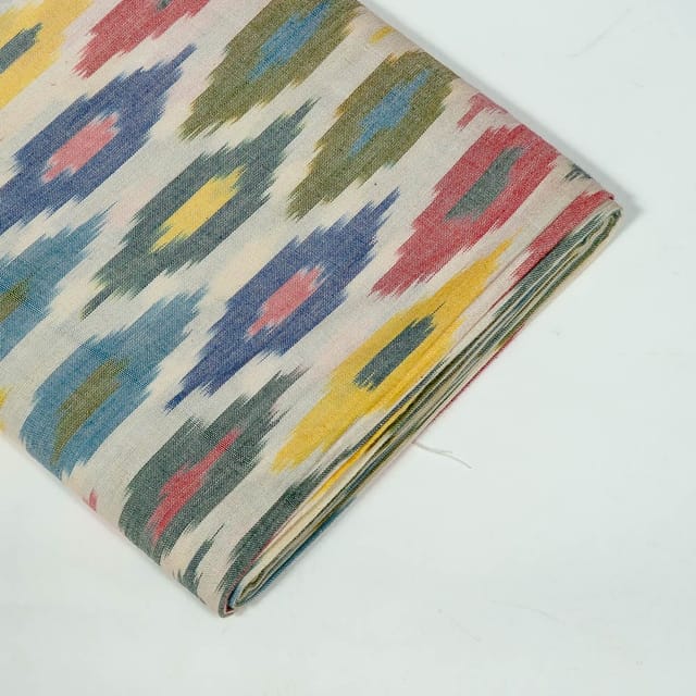 Multi Colour Cotton Ikat Fabric