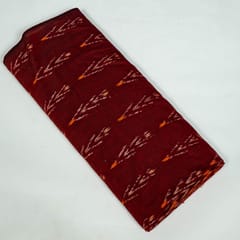 Maroon Colour Cotton Ikat Fabric