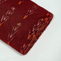 Maroon Colour Cotton Ikat Fabric