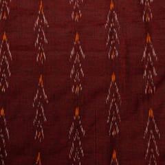 Maroon Colour Cotton Ikat Fabric