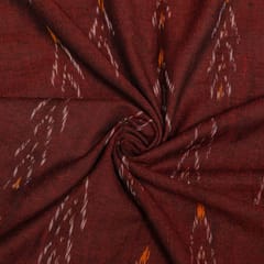 Maroon Colour Cotton Ikat Fabric