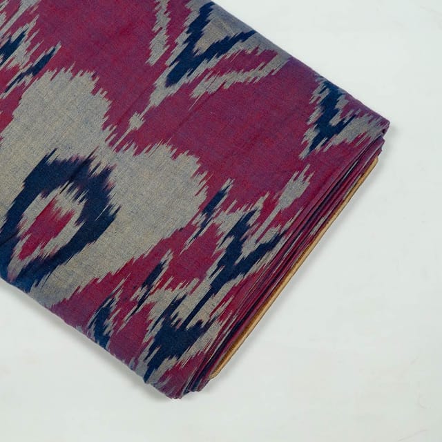 Purple Colour Cotton Ikat Fabric