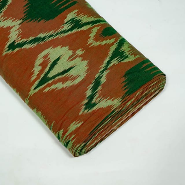 Brown Colour Cotton Ikat Fabric