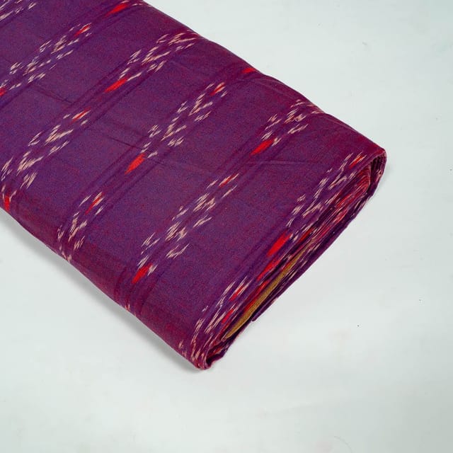 Purple Colour Cotton Ikat Fabric