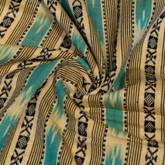 Blue Colour Cotton Dobby Ikat Fabric