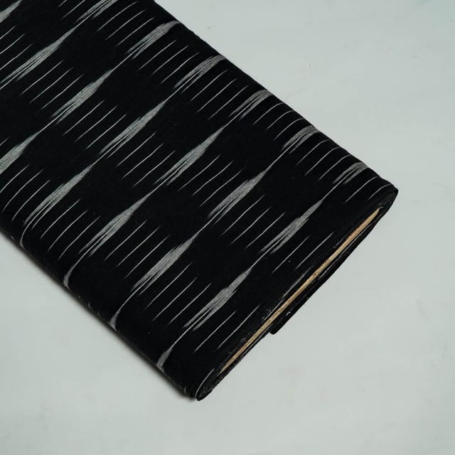 Black Colour Cotton Ikat Fabric