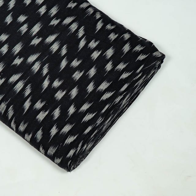 Black Colour Cotton Ikat Fabric