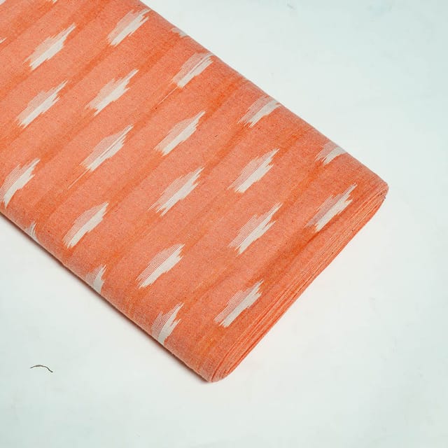 Peach Colour Cotton Ikat Fabric