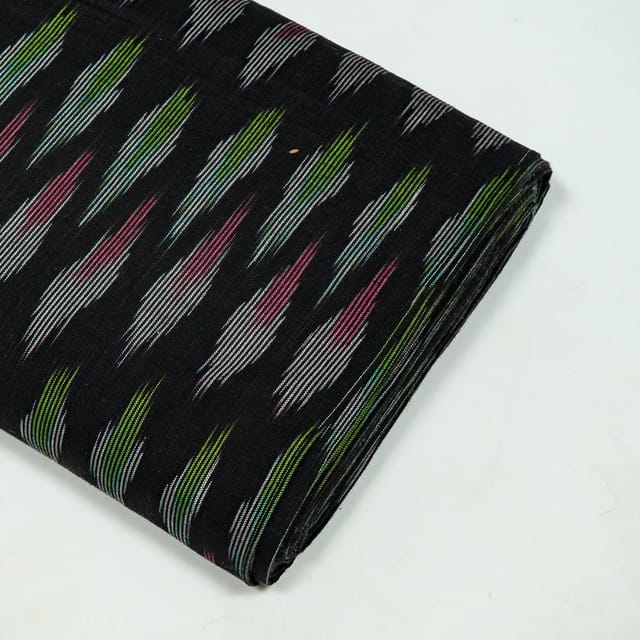 Black Colour Cotton Ikat Fabric