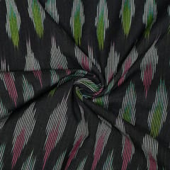 Black Colour Cotton Ikat Fabric