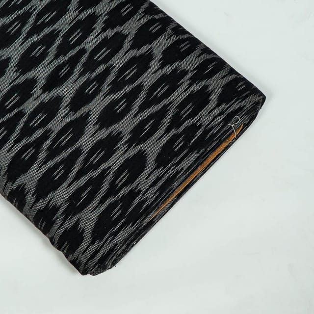 Black Colour Cotton Ikat Fabric