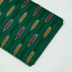 Green Colour Cotton Ikat Fabric