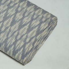 White and Blue Colour Cotton Ikat Fabric