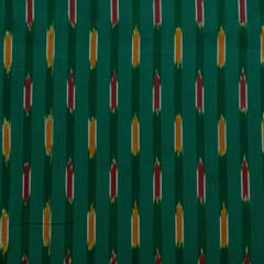 Green Colour Cotton Ikat Fabric