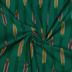 Green Colour Cotton Ikat Fabric