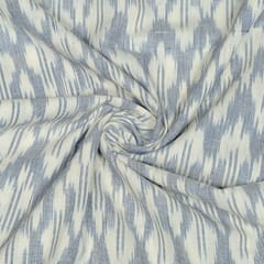 White and Blue Colour Cotton Ikat Fabric