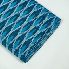 Blue Colour Cotton Ikat Fabric
