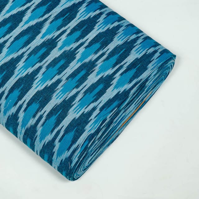 Blue Colour Cotton Ikat Fabric
