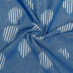 Blue Colour Cotton Ikat Fabric