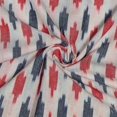 White Colour Cotton Ikat Fabric