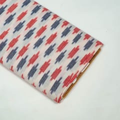 White Colour Cotton Ikat Fabric