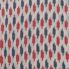White Colour Cotton Ikat Fabric