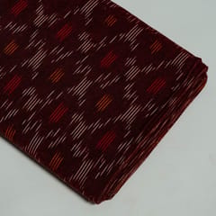 Maroon Colour Cotton Ikat Fabric